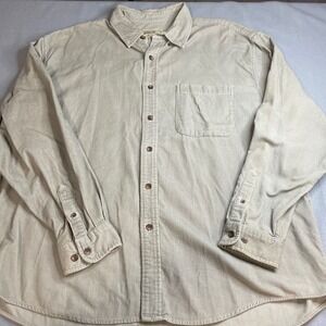 Eddie Bauer Mens XL Corduroy Button Down Shirt Tan Khaki Long Sleeve 4563